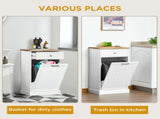 Kitchen Tilt Out Trash Bin Cabinet Free Standing Recycling Cabinet Trash Can Holder With Drawer, 77194873