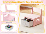 2-in-1 Kids Vanity & Writing Desk Set - LED Lighted Shatterproof Mirror , Pink 29083639