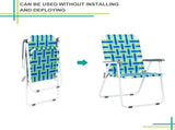 2pcs Steel Tube PP Webbing Bearing 120kg Folding Beach Chair Blue Strip 79845666