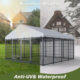 Large Dog Kennel Outdoor Pet Pens Dogs Run Enclosure Animal Hutch Metal Coop Fence with Roof Cover. W1820P318708