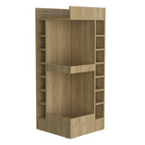 FM FURNITURE Lamer Corner Bar Cabinet with Wine Rack and Open Shelf, Natural Oak B128P269883