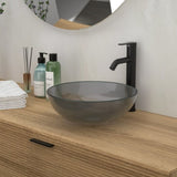 Bathroom Artistic Tempered Glass Vessel Bathroom Sink with Pop-up Drain, Grey W1243P247515