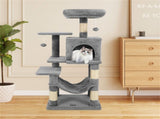 44" Multi-Level Cat Tree with Spacious Top Perch, 2-Door Condo & Hammock for Indoor Cats -Light Gray 72256663