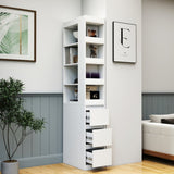 70.87" H Display Storage Cabinet , 4-Tier Shelf, 3 Side Drawers & 4 small display shelves , Modern W331P281202