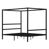 ZNTS Square Tube Mosquito Net Three Horizontal Head Single Horizontal Tail King Black Iron 40213445