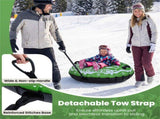 600D Waterproof Oxford Cloth Snow Sled, Reinforced Handles Removable Tow Strap for Adults Kids-Green 02887197