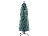 6 FT Slim Pencil Artificial Christmas Tree, Frosted Gray-Green & Silver Needles, Flame Retardant 09322143