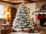 7ft Flocked Christmas Tree Hinged Design 2679 Tips 350 Warm White LEDs 04971051