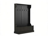 Black 3-In-1 Entryway Bench Coat Rack Hall Tree with Shoe 5 Hooks for Hallway - Bench And 57757861