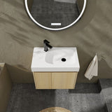 24 Inch Bathroom Vanity with Ceramic Basin, Wall Mounted Floating Vanity Sink Combo, Wooden Storage W1972P190341