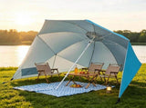 2-in-1 Portable Beach Umbrella with Side Panels UPF 50 Silver Coated Oxford Cloth, Wind Resistant 43472245