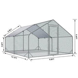 ZNTS Large Metal Chicken Coop Walk-in Poultry Cage Hen Run House Rabbits Habitat Cage Spire Shaped Coop 04013074