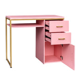 ZNTS FCH pink particle board iron pipe 97*35*78cm 2 drawers and 1 door computer desk can be used in 37906813