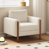 Oversized Accent Chair, Upholstered Living Room Chairs Single Sofa Chair with Walnut Legs, Curved N765P189679W