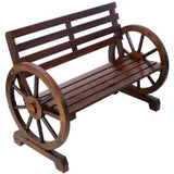 ZNTS 2-Person Wooden Wagon Wheel Bench for Backyard, Patio, Porch, Garden, Outdoor Lounge Furniture W465P222613