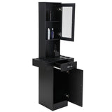 ZNTS Classic Barber Station, Salon Station with Locking Drawer, Glass Door, Storage Cabinets, Dryer W2181P156759