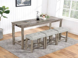 Bar Table Set with Power Outlet, Bar Table and Chairs Set, 4 Piece Dining Table Set, Industrial W487P339353