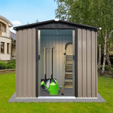 ZNTS Outdoor storage sheds 4FTx6FT Apex roof brown with Sliding Doors W1350P232286