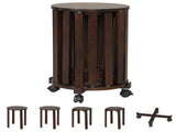 4-Piece Stackable Nesting Stools Set with Lockable Rolling Base, Solid Rubber Wood Dining Stools for 46625530