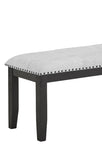 1pc Transitional Upholstered Dining Bench Light Gray Upholstery Black Finish Legs Nailhead Tufted B011P196929