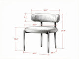 All-in-One Gray 4-Piece Modern Round Upholstered Kitchen Chairs, Curved Backrest, Soft Thick Cushion 61123655