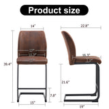 A set of two brown chairs, including suede cushions and black metal legs. Small size, suitable for W1151P144808