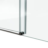 72*76" Fixed & Sliding Shower Door, Square Tube Hardware, Clear Glass Shower Door, 3/8 SGCC 40939305