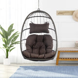 ZNTS Outdoor Wicker Rattan Swing Chair Hammock chair Hanging Chair with Aluminum Frame and Dark Grey W34965382