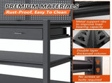 Workbench with Pegboard & Drawer, Adjustable Shelving Work Table, Mobile Workstation with Lockable 02337623