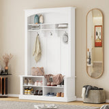 ON-TREND 47.2'' Wide Hall Tree with Bench and Shoe Storage, Multi-functional Storage Bench with 3 WF317362AAK