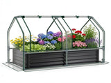4 x 2 x 3 FT 3-in-1 Galvanized Raised Garden Bed with PVC Greenhouse Cover, Metal Elevated Planter 12288308