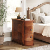 1pc Solid Bedroom Bedside Table with 2 Storage Drawers Solid 91370281