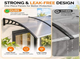 160"x40" Clear Panel Awning, One-Piece Polycarbonate Sun Panel with Black PP Bracket & Aluminum Bars 55846421