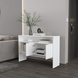 Bylas Console Table in Melamine With Two Doors y Open Storage, White B128P237128