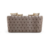 Naomi Button Tufted Loveseat with Velvet Fabric and Gold Accent in Taupe B00961116