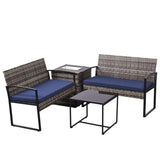 4 Piece Outdoor PE Wicker Furniture Set, Patio Gray Rattan Sectional Sofa Couch with Washable T2712P343643