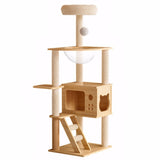 48.8" Modern Cat Tower, Wood Cat Tree Tower for Indoor Cats, Cat Treewith Sisal-Covered Scratching W3101P314628