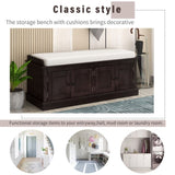 Storage Bench with 4 Doors and Adjustable Shelves, Shoe Bench with Removable Cushion for Living 59969562