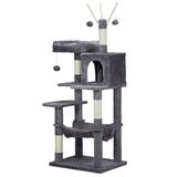 ZNTS 57 inch Cat Tree Cat Tower for Indoor Cats, Cat House with Padded Platform Bed, Toy Balls, Large 81517350