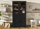 67.2" Tall Bathroom Storage Cabinet with Tempered Glass Doors, Adjustable Shelves & Drawer Modern 56623098