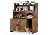 Wooden Hidden Cat Litter Box Enclosure with Storage Shelves Anti-Toppling Design Industrial Style 26529846