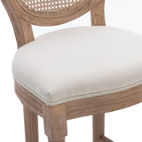 ZNTS Hengming French Country Wooden Barstools Rattan Back With Upholstered Seating , Beige and Natural W21236874