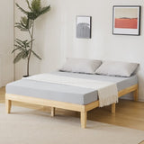 Basic bed frame, painted surface, pine wood, original wood color, Queen 202*151*30.5cm wooden bed, 72550881