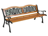 49" Garden Bench Outdoor Patio Park Chair Furniture Hardwood Slats Cast Iron Frame 40097071