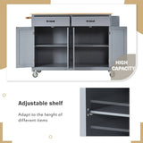 Kitchen Island Cart with Solid Wood Top and Locking Wheels,54.3 Inch Width,4 Door Cabinet and Two WF286911AAG
