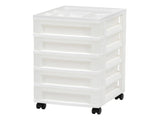 5-Drawer Narrow Plastic Storage Drawer Cart with Organizer Top, White 82784074