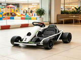 White 24V High-Speed Electric Drift Go Kart Kids Ride-On Racing Vehicle with 2 Speeds for 8-12 04792592