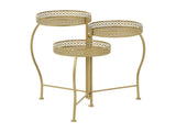 17" x 17" x 20" 3 Tier Gold Metal Curved Folding Plantstand with Floral and Scroll Patterns 94448978