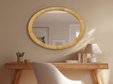 36" Dia Natural Rattan Round Wall Mirror B035P437550