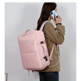 Women's Large Capacity Backpack with USB Charger and Shoe Pocket, Flight-Approved for Easy Travel. 69666222